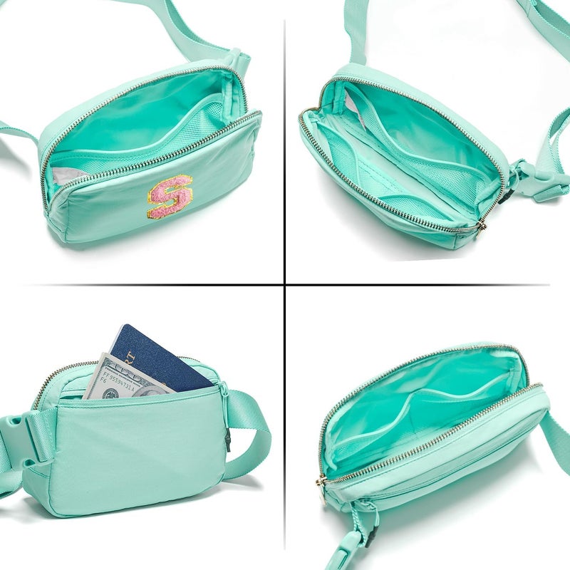 Gitus Belt Bag Fanny Pack Crossbody Bags with Initial Letter Patch Cute Stuff Birthday Gifts for Teenager Girls Trendy Preppy Stuff for Teen Girls Cool Stuff for Teens (Mint Green-S) - Image 5